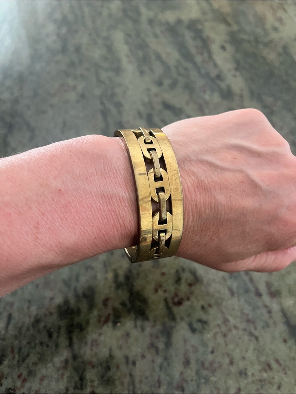 Michael Kors Gold-Tone Wide Chain Link Cuff Bracelet Statement Hinged Bangle